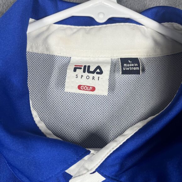 FILA Polo Shirt Men's Large Navy Blue Polyester Golf Performance Short Sleeve - Picture 2 of 7